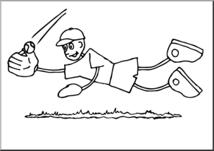 Clip Art: Cartoon School Scene: Sports: Baseball 02 (coloring page)