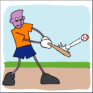 Clip Art: Cartoon School Scene: Sports: Baseball 06 Color
