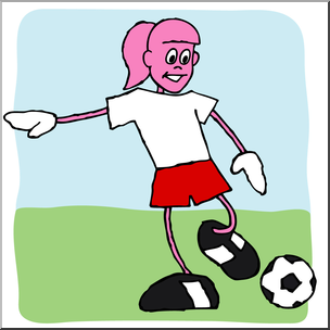 Clip Art: Cartoon School Scene: Sports: Soccer 02 Color