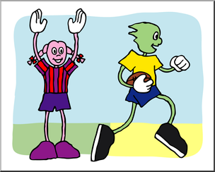 Clip Art: Cartoon School Scene: Sports: Football 06 Color