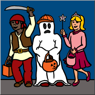 Clip Art: Trick or Treating Color