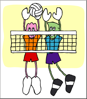 Clip Art: Cartoon School Scene: Sports: Volleyball 05 Color