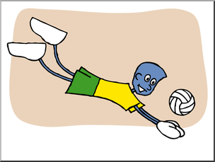 Clip Art: Cartoon School Scene: Sports: Volleyball 03 Color