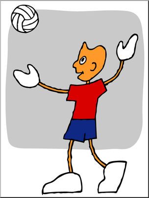Clip Art: Cartoon School Scene: Sports: Volleyball 06 Color