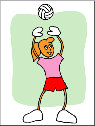 Clip Art: Cartoon School Scene: Sports: Volleyball 04 Color