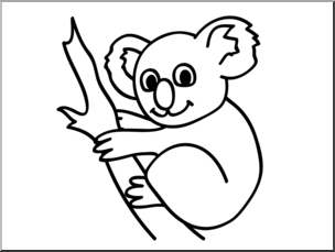 Clip Art: Basic Words: Koala B&W Unlabeled