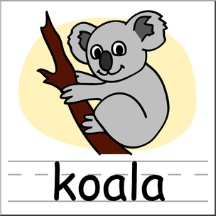 Clip Art: Basic Words: Koala Color Labeled