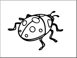 Clip Art: Basic Words: Ladybug B&W Unlabeled