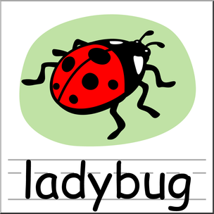 Clip art: Basic Words: Ladybug Color Labeled
