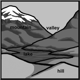Clip Art: Landforms 1 Grayscale Labeled – Abcteach