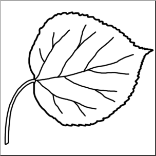 Clip Art: Leaf: Aspen B&W
