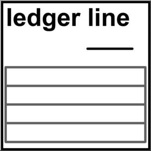Clip Art: Music Notation: Ledger Line B&W Labeled