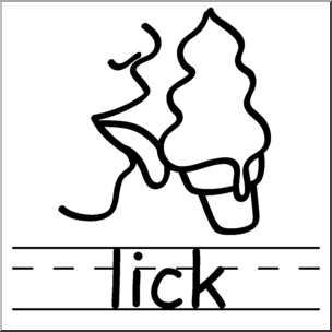 Clip Art: Basic Words: Lick B&W Labeled – Abcteach