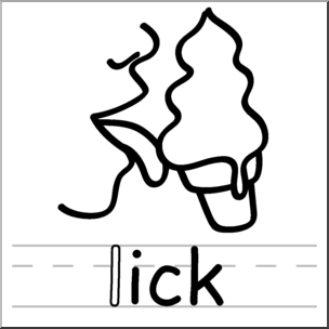 Clip Art: Basic Words: -ick Phonics: Lick B&W – Abcteach