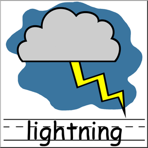 Clip Art: Weather Icons: Lightning Color Labeled – Abcteach