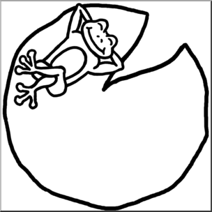 Clip Art: Cartoon Frog on Lilypad B&W