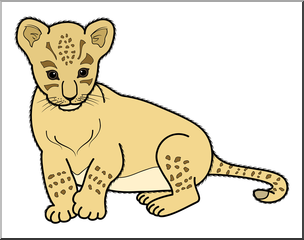 Clip Art: Baby Animals: Lion Cub Color 1