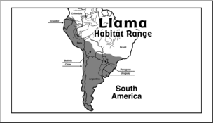 Clip Art: Habitat Map: Llama Grayscale