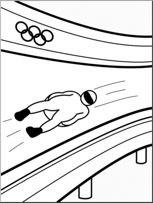 Clip Art: Winter Olympics: Luge B&W