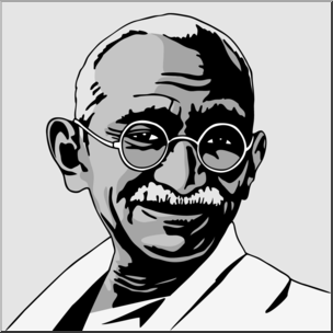 Clip Art: India: Mahatma Gandhi Grayscale