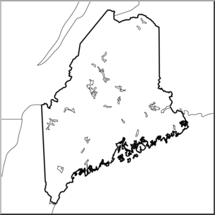 Clip Art: US State Maps: Maine B&W