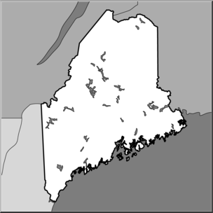 Clip Art: US State Maps: Maine Grayscale – Abcteach