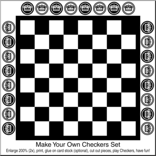 Clip Art: Make Your Own Checkers Set B&W