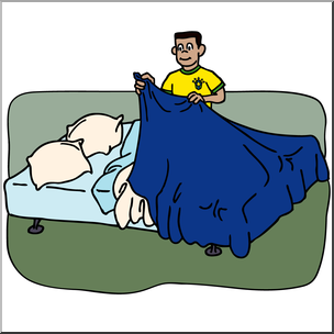 Clip Art: Kids: Chores: Making the Bed Color