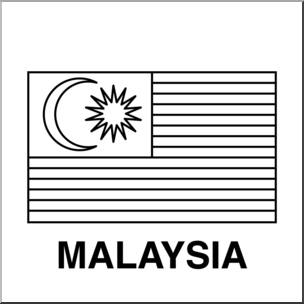 Clip Art: Flags: Malaysia B&W