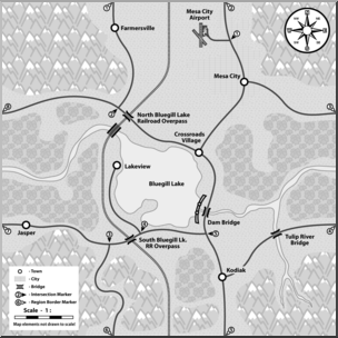 Clip Art: Generic Map 01 Grayscale Labeled – Abcteach