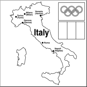 Clip Art: 2006 Italy Winter Olympics Map B&W