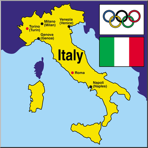 Clip Art: 2006 Italy Winter Olympics Map Color