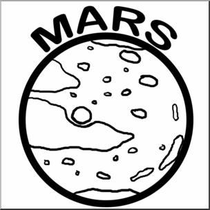 Clip Art: Planets: Mars B&W