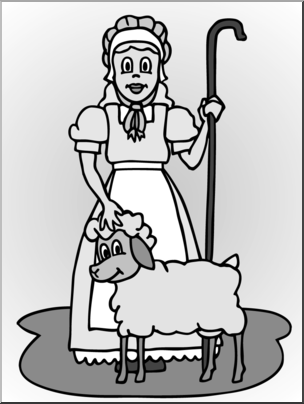 mary had a little lamb clipart black and white