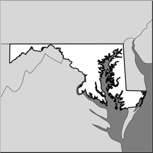 Clip Art: US State Maps: Maryland Grayscale
