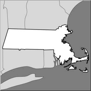 Clip Art: US State maps: Massachusetts Grayscale