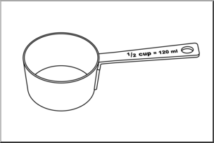 Clip Art: Measuring Cups: Half Cup B&W