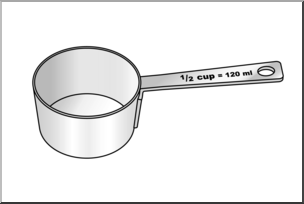 Clip art: Measuring Cups: Half Cup Grayscale