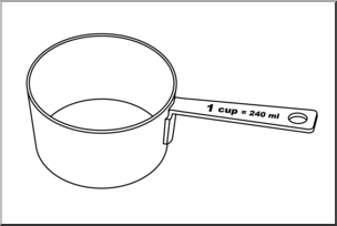 Clip Art: Measuring Cups: One Cup B&W