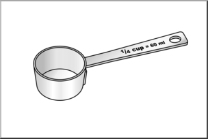 Clip Art: Measuring Cups: Quarter Cup Grayscale