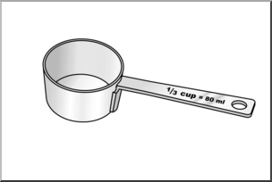Clip Art: Measuring Cups: Third Cup Grayscale