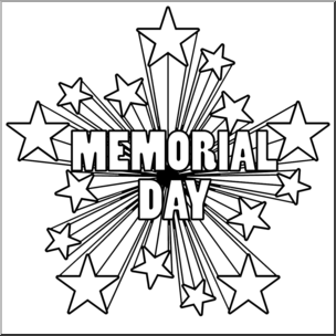 Clip Art: Memorial Day – Starburst B&W