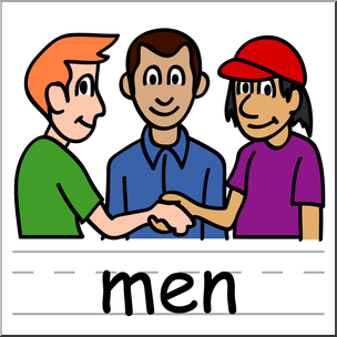 Clip Art: Basic Words: Men Color Labeled