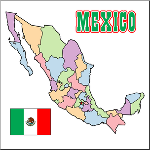 Clip Art: Mexico Map Color Blank – Abcteach