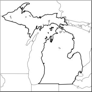 Clip Art: US State Maps: Michigan B&W – Abcteach