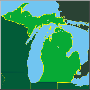 Clip Art: US State Maps: Michigan Color