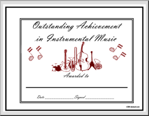 Certificate: Outstanding Achievement Award – Instrumental Music