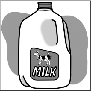 Clip Art: Food Containers: Milk Jug Grayscale
