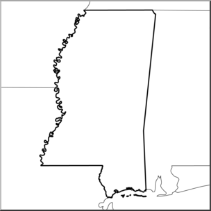 Clip Art: US State Maps: Mississippi B&W
