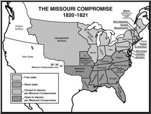 Clip Art: United States History: Missouri Compromise Grayscale